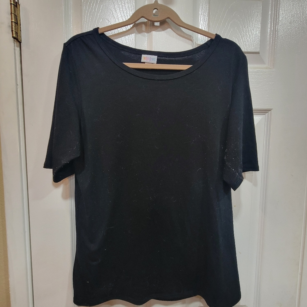 LuLaRoe Womens Black Short Sleeve Top, Size 2XL